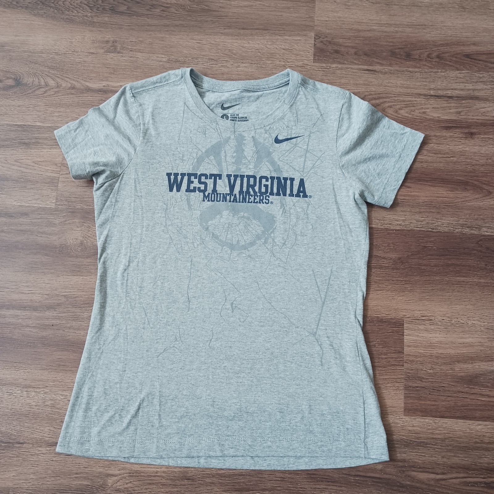 Women's Nike West Virginia Mountaineers Ncaa Football Gray Shirt Large Wvu